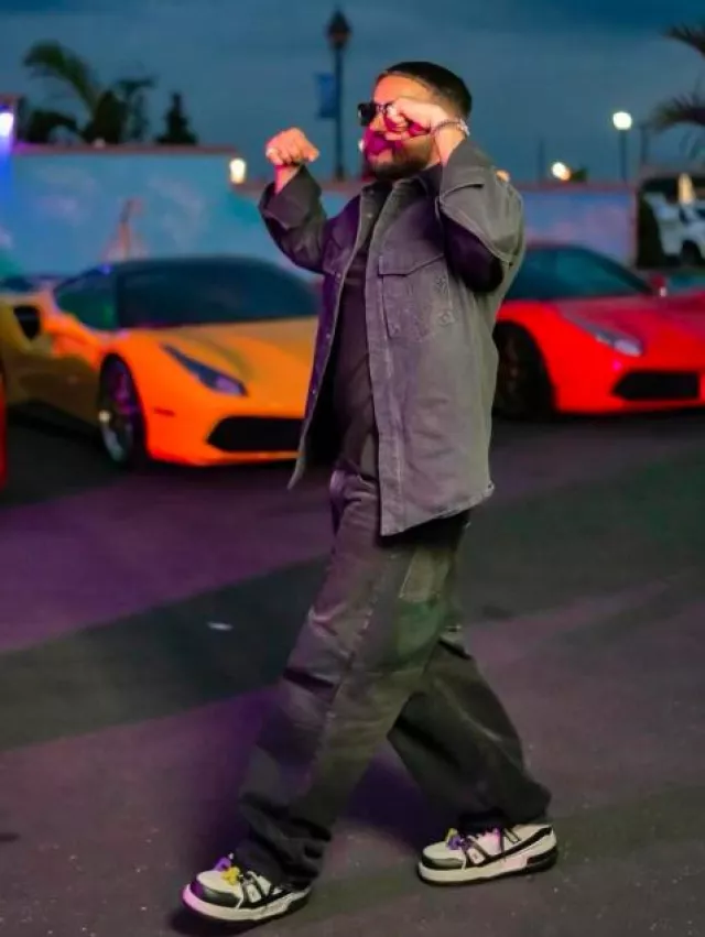 Louis Vuitton White & Black LV Trainer Maxi Sneakers worn by Nav on the Instagram account @nav