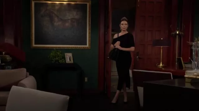 Karina Grimaldi Amber Dress worn by  Victoria Newman (Amelia Heinle) as seen in The Young and the Restless on July 26, 2024