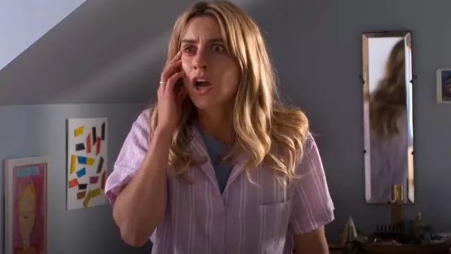 &me Women's Striped Linen Blend Pyjama Set worn by Olympia 'Oly' Chalmers-Davis (Nathalie Morris) as seen in Bump (S04E05)