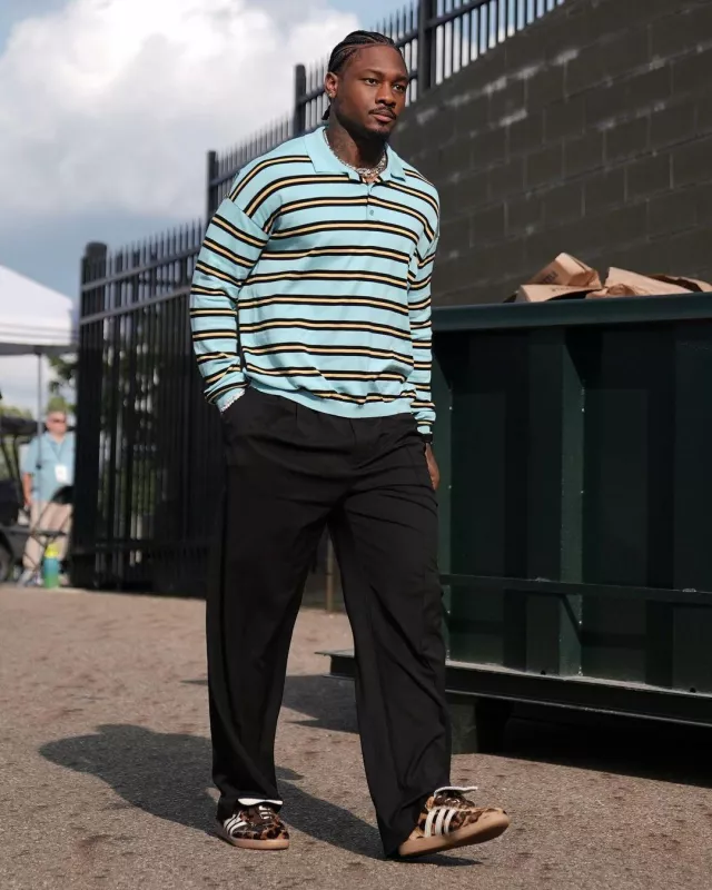 Adidias Samba Pony x Wales Bonner Leopard portée par Stefon Diggs sur le compte Instagram @blitzfits