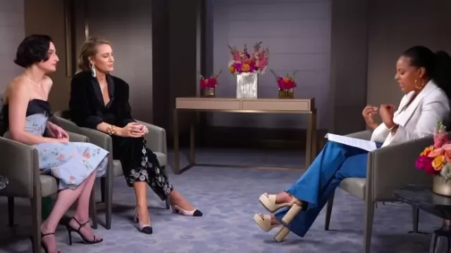 Beaded Noon Flower Trousers worn by Blake Lively as seen in Today on August 6, 2024