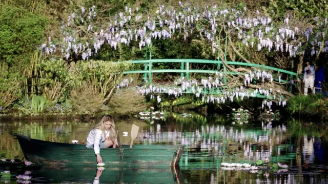 Emily in Paris Season 4 filming Locations: Camille (Camille Razat) is going boating in front of the Japanese bridge in Monet House in Giverny, France