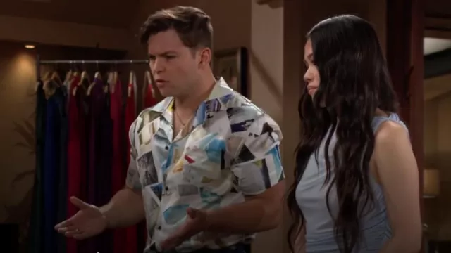 BcbgmaxazriaAsymmetric Shirred Mesh Top worn by  Luna(Lisa Yamada) as seen in The Bold and the Beautiful on August 1, 2024