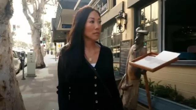 Jason Wu Collection Ribbed Peplum Cardigan with Gold-Tone Buttons worn by Katie Ginella as seen in The Real Housewives of Orange County (S18E05)