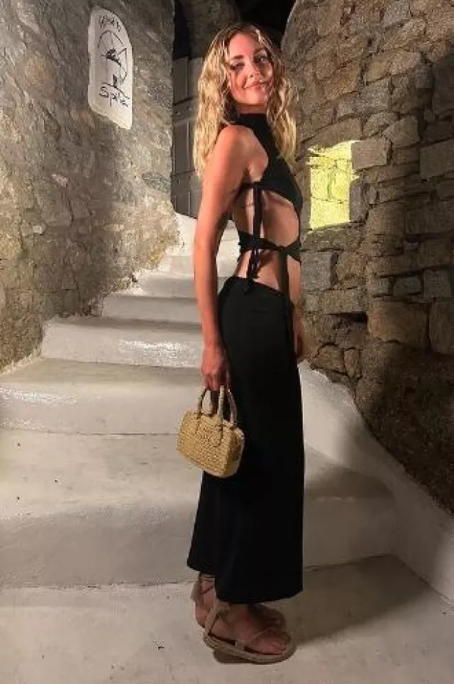Miu Miu Arcadie Crochet Shoulder Bag worn by Chiara Ferragni on her Instagram Post on August 8, 2024
