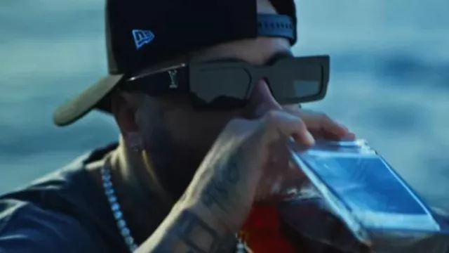 Louis Vuitton Black Rectangular LV Clash Sunglasses worn by Nicky Jam in Insomnio - Nicky Jam | Video Oficial