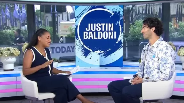 Wax London Iggy Floral Toile Jacquard Jacket worn by Justin Baldoni as seen in Today on  August 8, 2024