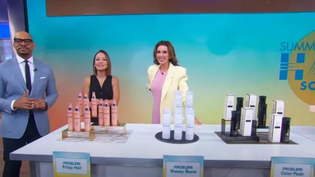 Cinq à Sept Khloe Crepe Ruched Blazer worn by Sarah Eggenberger as seen in Good Morning America on August 13, 2024