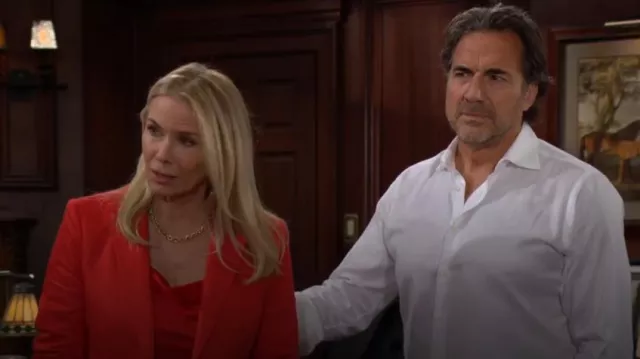 Collar de eslabones de cadena con pavé de Baublebar usado por Brooke Logan (Katherine Kelly Lang) como se ve en The Bold and the Beautiful el 8 de agosto de 2024
