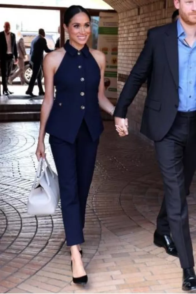 Veronica Beard Arte Pants worn by Meghan Markle in Colombia on August 15, 2024