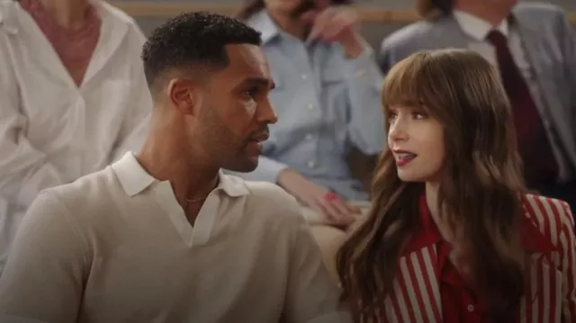Boss Cotton-blend Polo Sweater with open Collar worn by Alfie (Lucien Laviscount) as seen in Emily in Paris (S04E01)