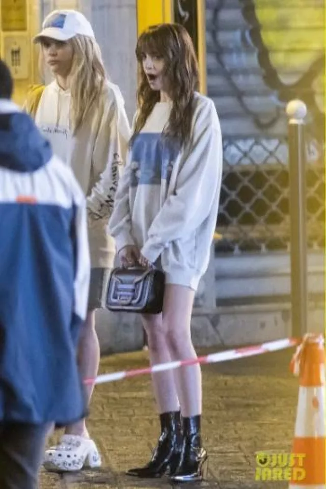 Claude Monet Water Lilies Sweatshirt worn by Lily Collins at Emily in Paris 4.2 Love on the Run on August 15, 2024