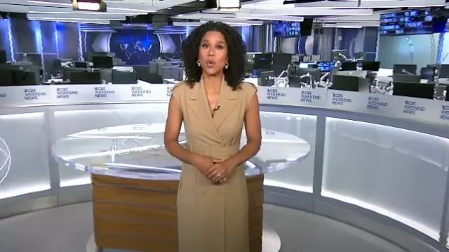 M.M. LaFleur La robe Marcella portée par Adriana Diaz telle qu’on la voit dans CBS Evening News le 12 août 2024