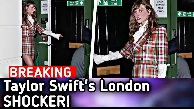 Taylor Swift porte une veste à carreaux courte à double boutonnage à Londres, le 13 août 2024