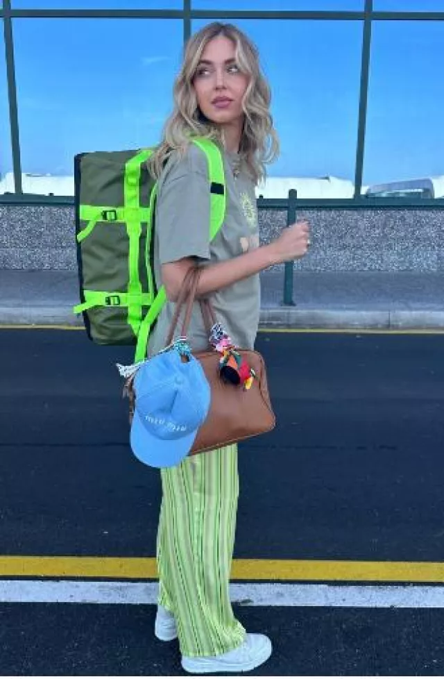 Miu Miu Leather Top-Handle Bag worn by Chiara Ferragni on her Instagram Story on August 17, 2024