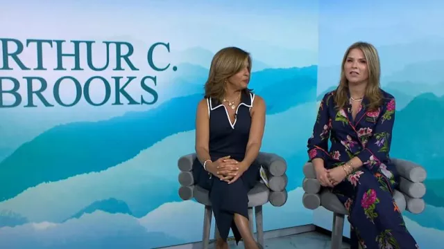 Cara Cara Venezia Jacket in Evening Blue Camellia Flora worn by Jenna Bush Hager as seen in Today with Hoda & Jenna on  August 19, 2024