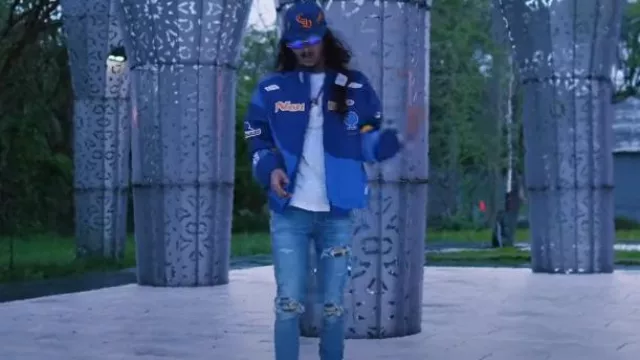 Nike X Npcta L Art Blue Racing Jacket Worn By Babytron In Babytron