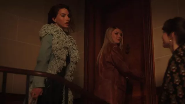 Louis Shengtao Chen Washed Denim Furry Waisted Overcoat worn by Sofia Sideris (Melia Kreiling) as seen in Emily in Paris (S04E04)