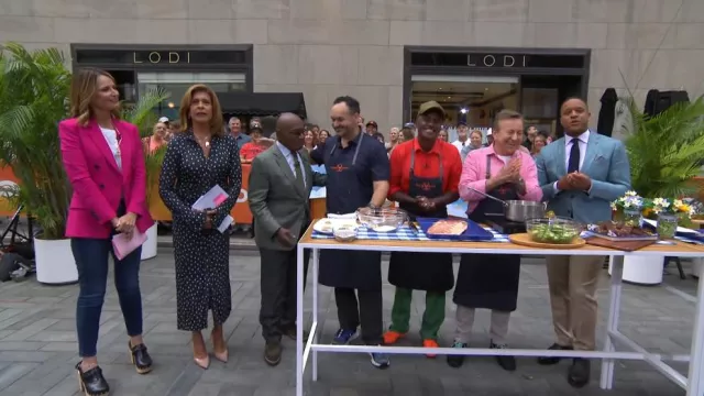 Loeffler Randall Paxton Braided-Leather Platform Clogs worn by Hoda Kotb as seen in Today on August 20, 2024