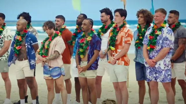 Yd. Houlio Abstract Shirt in Orange worn by Joey as seen in FBOY Island Australia (S02E01)