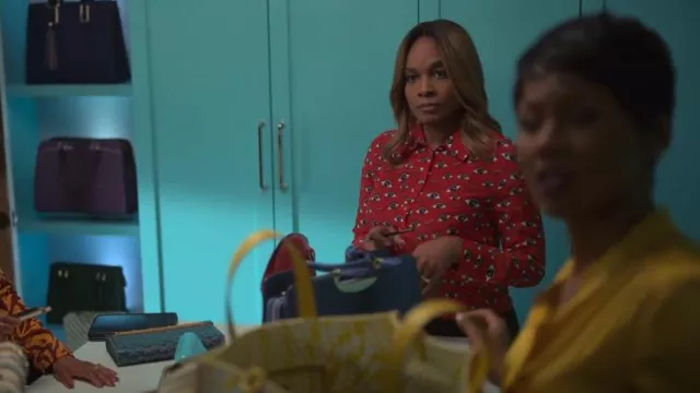 Alice + Olivia Willa Blouse worn by Sally Braswell (Nefetari Spencer) as seen in Reasonable Doubt (S02E02)