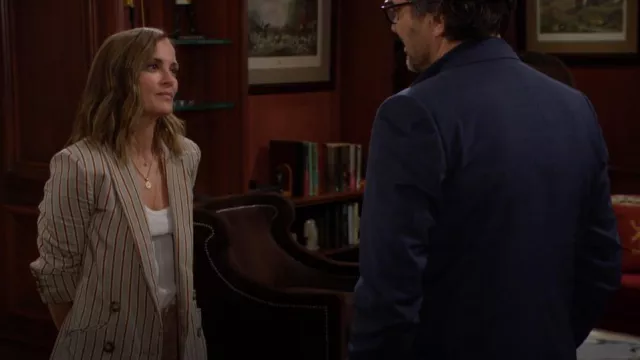 Veronica Beard Kiernan Jacket in Seafoam Multi worn by  Taylor Hayes (Rebecca Budig) as seen in The Bold and the Beautiful on August 16, 2024