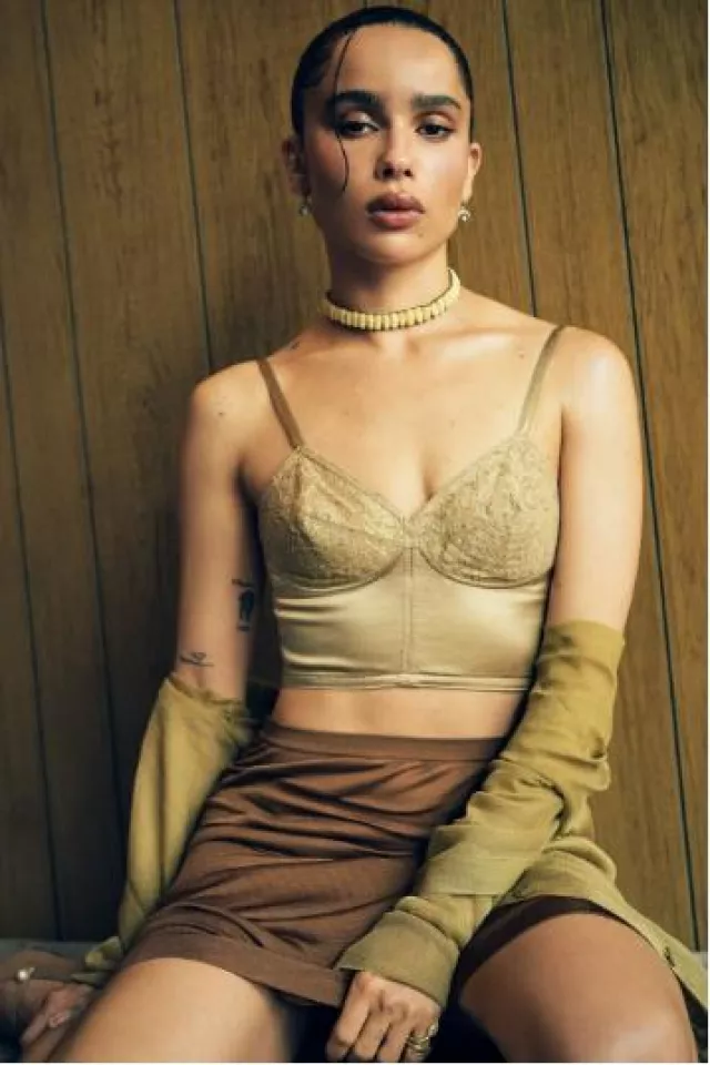 Saint Laurent Cardigan in Silk worn by Zoë Kravitz at Esquire Magazine on September 2024