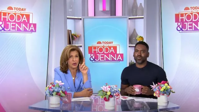 Veronica Beard Miller Double Breasted Dickey Jacket in Hydrangea worn by Hoda Kotb as seen in Today with Hoda & Jenna on August 30, 2024