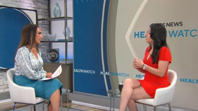 Milly Cady Atalie Dress worn by Celine Gounder as seen in CBS Mornings on August 30, 2024