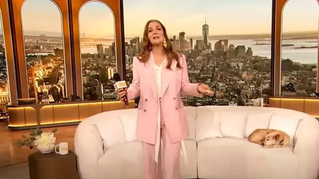 Gabriela Hearst Rhein Flared Wool Trousers worn by Drew Barrymore as seen in The Drew Barrymore Show on June 18, 2024