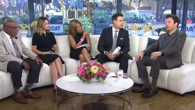 Theory Button Front Mixed Media Crepe Dress worn by Savannah Guthrie as seen in Today on  September 5, 2024