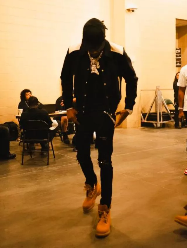 Amiri Black Crystal Patch MX1 Jeans worn by Hunxho on the Instagram