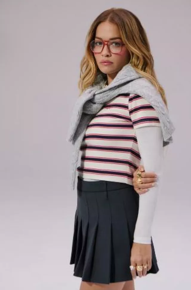 Primark Rita Ora Cable Knit Cardigan In Gray worn by Rita Ora on Primark X Rita Ora Collection on September 10, 2024
