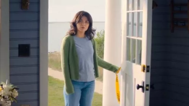 Vince Ribbed Button Front Cardigan worn by Amelia Sacks (Eve Hewson) as seen in The Perfect Couple (S01E05)