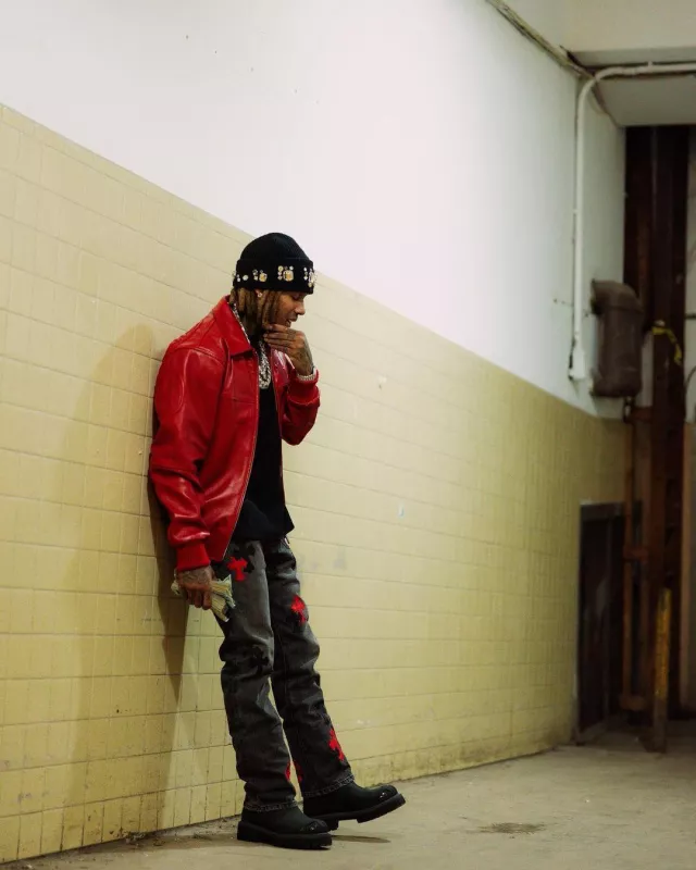 Pelle Pelle Puff Plush Red Jacket worn by Lil Durk on the Instagram account @lildurk