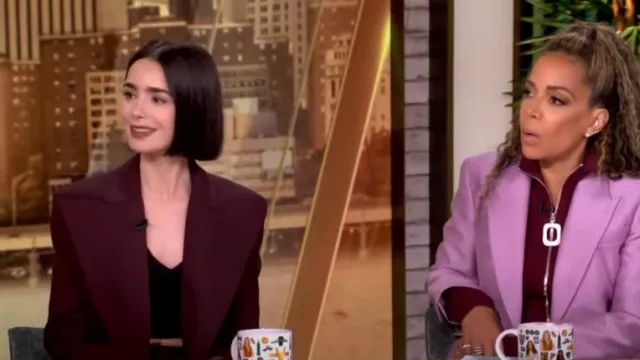 Nina Ricci Double-breasted Wool Blazer worn by Lily Collins as seen in The View on September 16, 2024