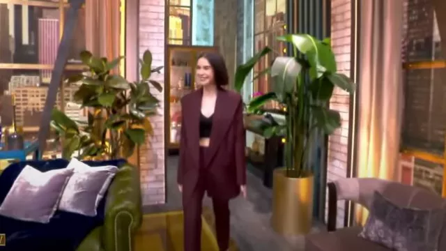 Nina Ricci Wide-leg high-waist Wool Pants worn by Lily Collins as seen in The View on September 16, 2024