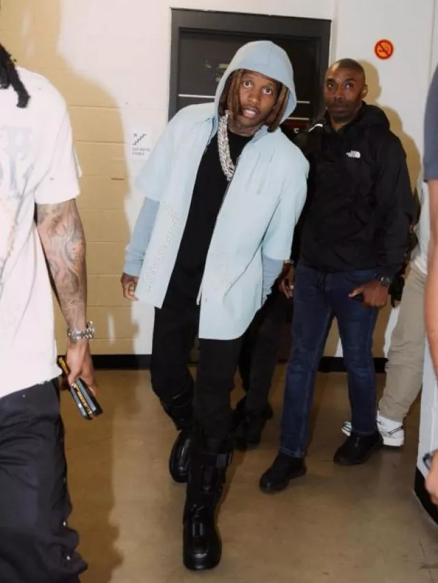 Rick Owens Black Leather Tall Splint Boots worn by Lil Durk on the Instagram account @lildurk