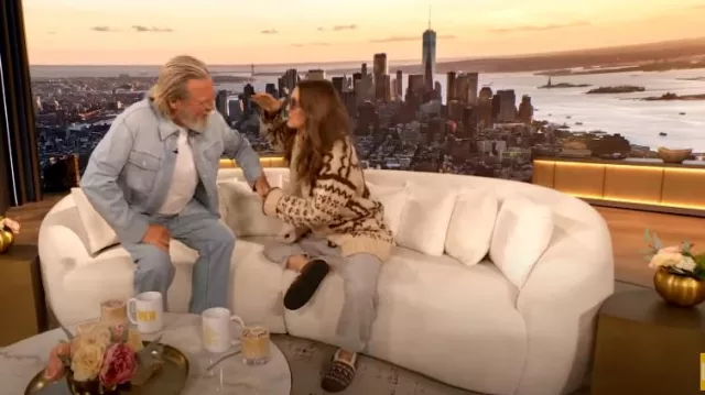 Acorn Moc Slippers worn by Drew Barrymore as seen in The Drew Barrymore Show on September 18, 2024