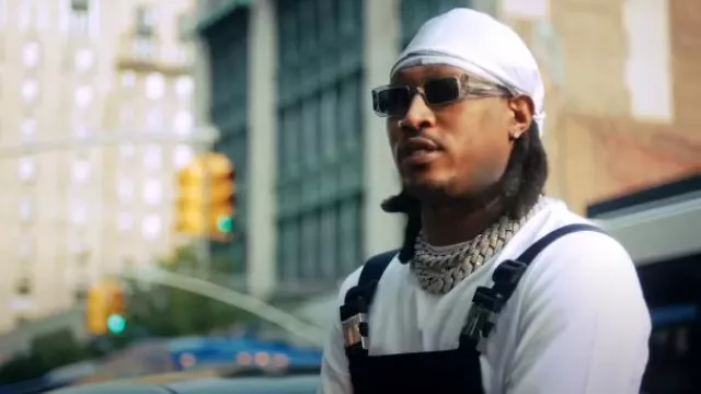 Prada Grey Clear Rectangular Sunglasses worn by Future in Future - TOO FAST (Official Music Video)