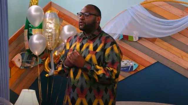 Forever 21 Abstract Geo Print Outfit usado por Antonio Hayes como se ve en The Circle (S07E06)
