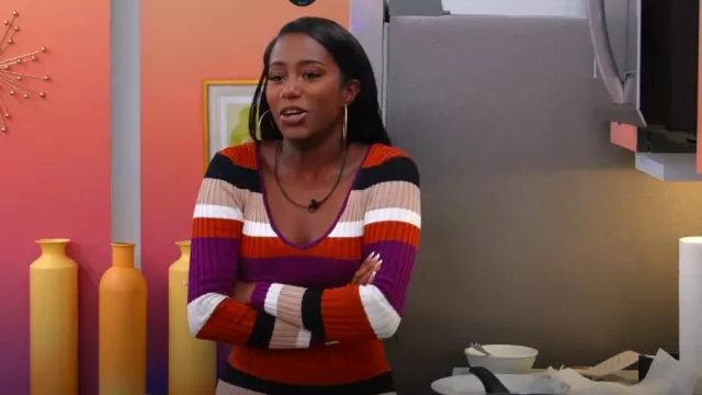 Vestido de suéter a rayas acanaladas Fashion Nova usado por Jadejha Edwards como se ve en The Circle (S07E07)