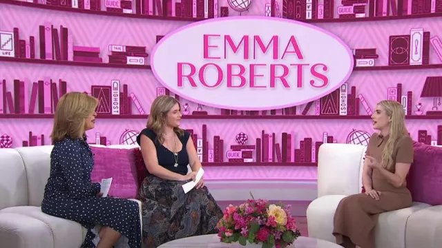 Scanlan Theodore Crepe Knit Collar Dress in Spice worn by Emma Roberts as seen in Today with Hoda & Jenna on September 21, 2024