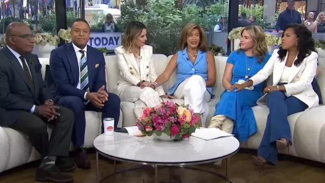Veronica Beard Tonelli Windowpane Wide-Leg Pants worn by Savannah Guthrie as seen in Today with Hoda & Jenna on September 26, 2024
