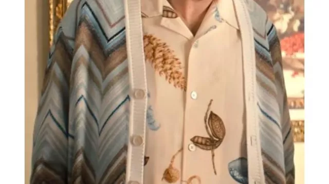 Wardrobe of Nobody Wants This: Sasha Roklov (Timothy Simons) wears Zig Zag Print Cardigan in season 1, episode 9