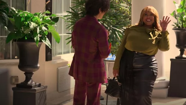 Ashley Stewart Fringed Faux Leather Midi Skirt worn by Krystal Walters (Angela Grovey) as seen in Reasonable Doubt (S02E06)