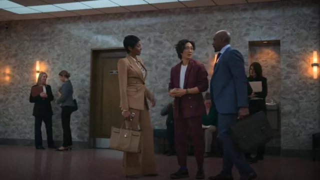 Houston Blanco Traje de Vacaciones para Adultos Blazer a cuadros vichy usado por Daniel Kim (Tim Jo) como se ve en Duda Razonable (S02E06)