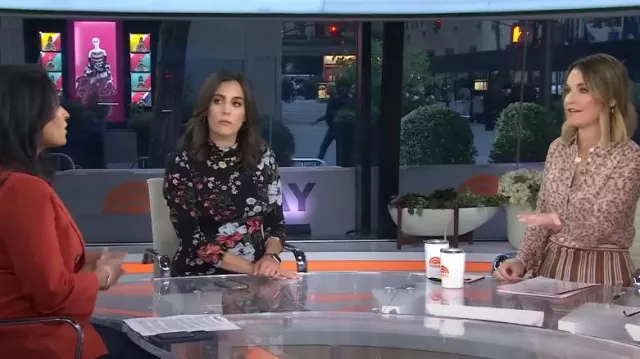 Veronica Beard Hirsh Double-Breasted Jacket in Brick Red worn by Kristen Welker as seen in Today on October 2, 2024