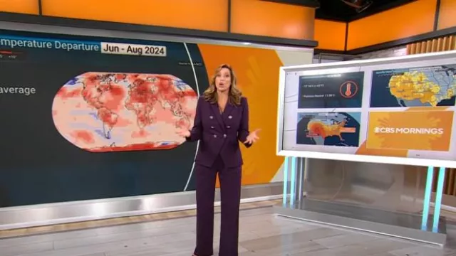 Veronica Beard Ollie Pants in Dark Aubergine worn by Stephanie Abrams as seen in CBS Mornings on September 23, 2024