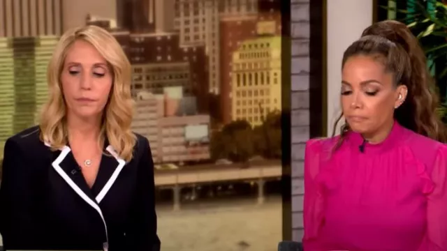 Alice + Olivia Kyrie Piped Tuxedo Dress worn by Dana Bash as seen in The View on September 30, 2024